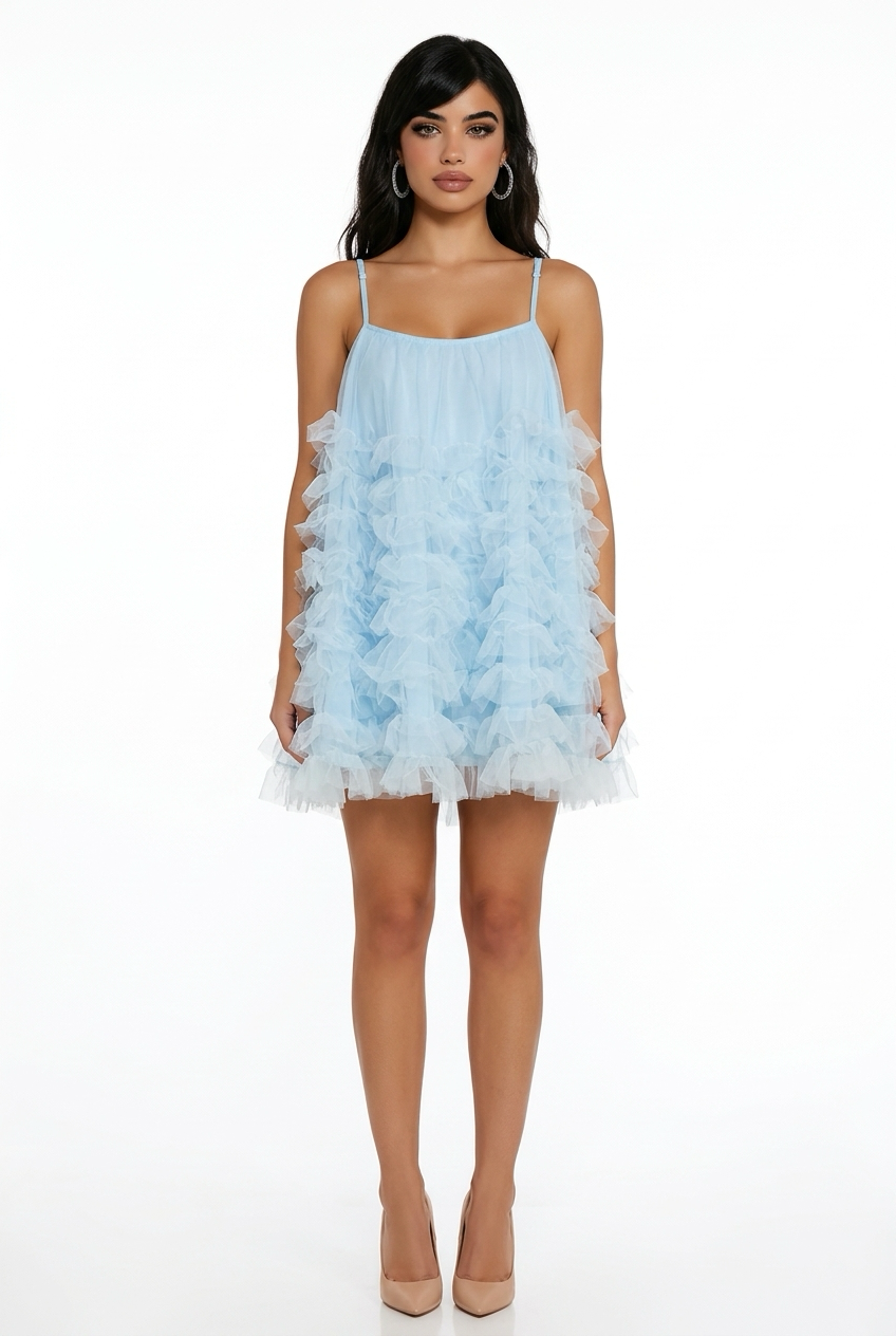 A sleeveless, solid-coloured sundress with a French waistband, ideal for a summer birthday party