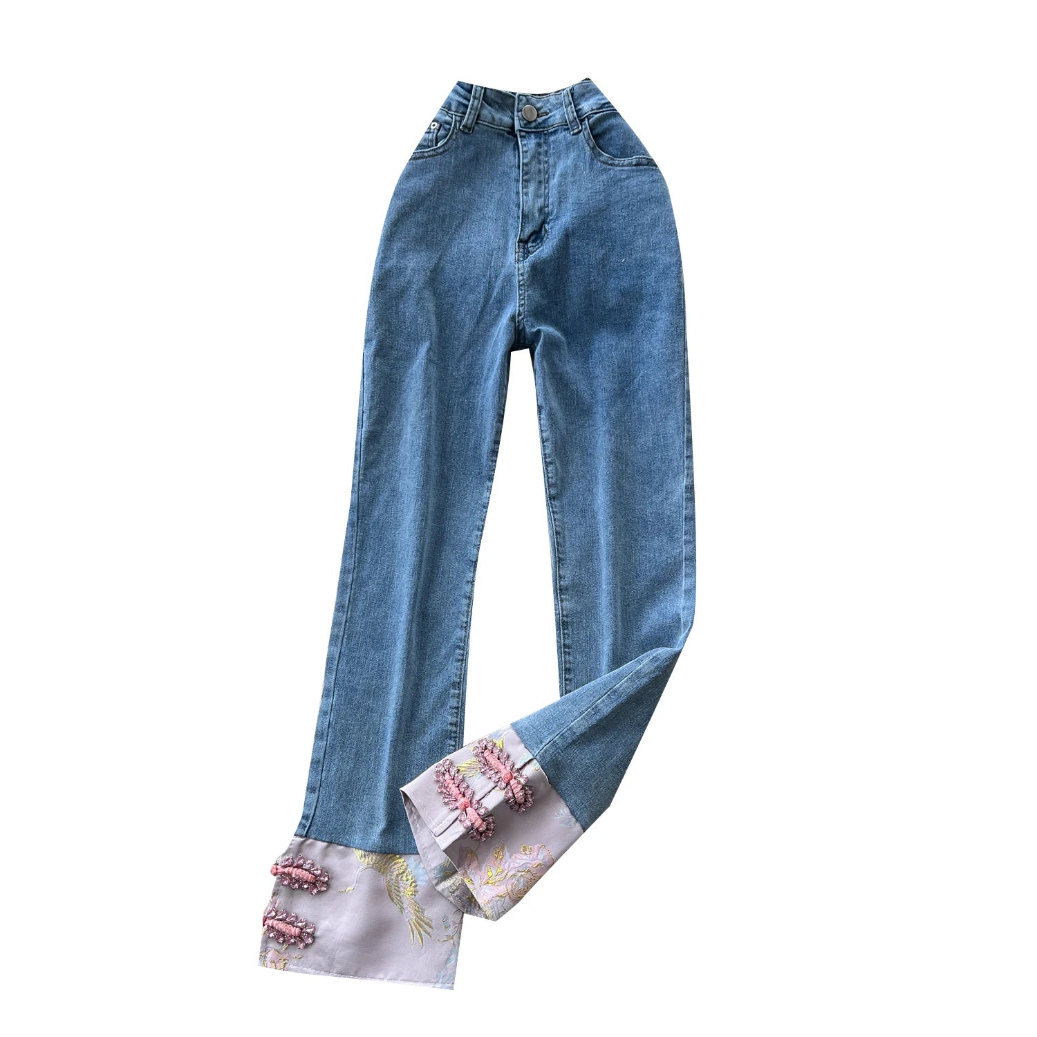 Autumn Diamonds Casual Jeans Women Print High Waist Denim Pants Girls Outdoor Pants Wholesale