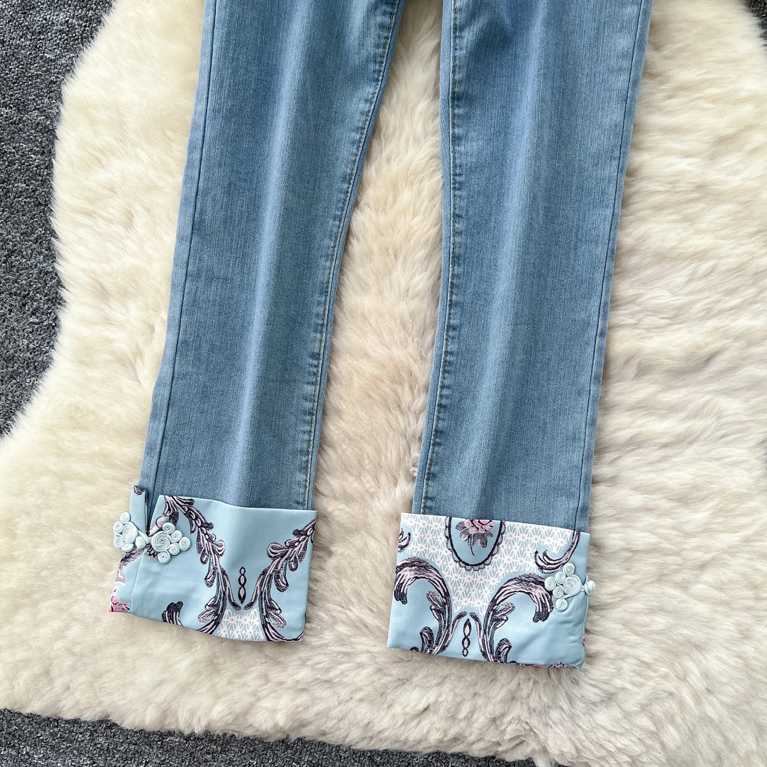 Autumn Vintage Jeans Women Print High Waist Denim Pants Girls Outdoor Pants Wholesale