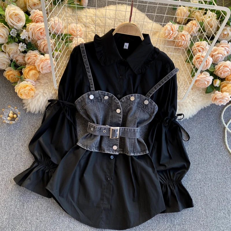 Winter Full Sleeve Denim Shirts Women Solid Casual Blouse Ladies Retro Clothing Clothes Women Wholesale