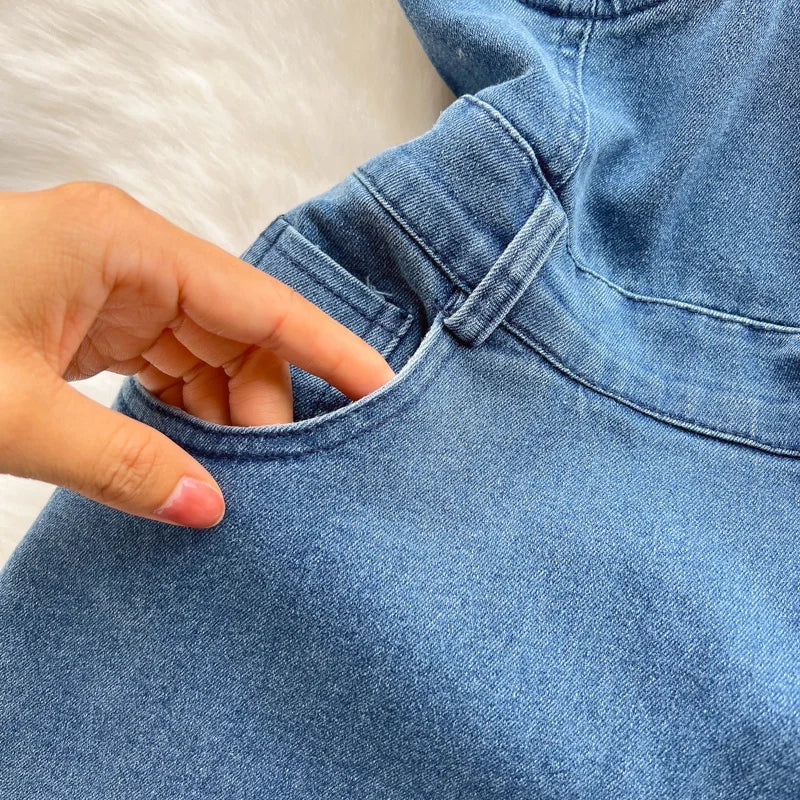 Hottie Strapless Wearing Summer New Slim-Fit Denim A-Line Dress