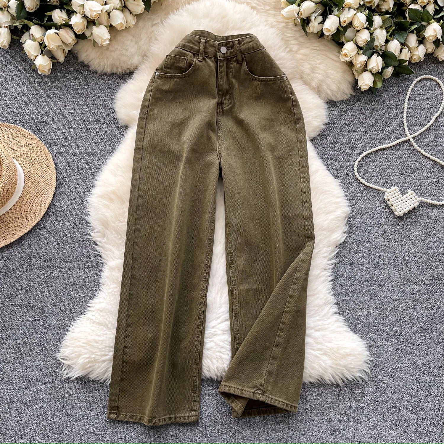 Everyday Jeans Women'S Casual Loose Wide Leg Trousers Vintage Retro Straight Denim Pants Fashion Jeans