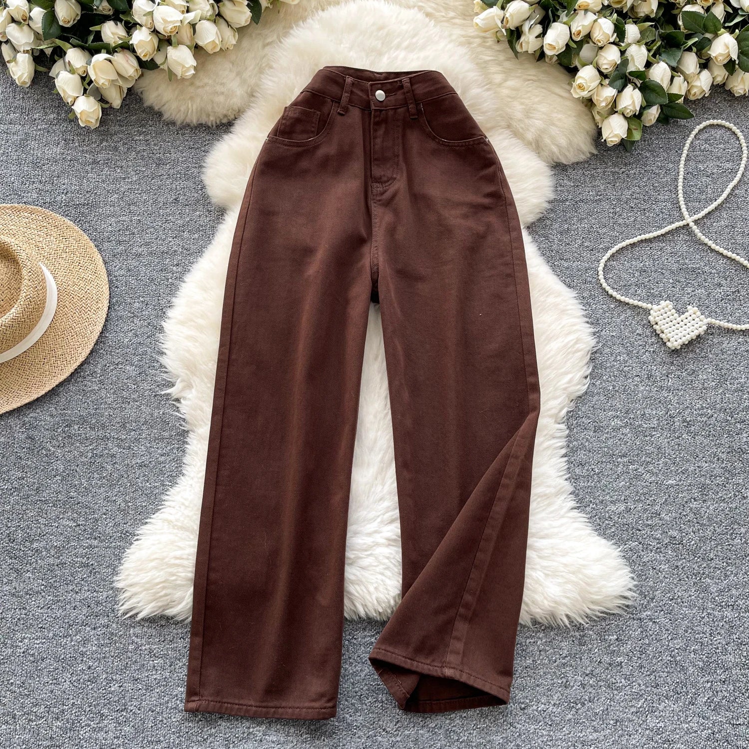 Everyday Jeans Women'S Casual Loose Wide Leg Trousers Vintage Retro Straight Denim Pants Fashion Jeans