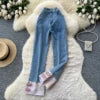 Autumn Diamonds Casual Jeans Women Print High Waist Denim Pants Girls Outdoor Pants Wholesale