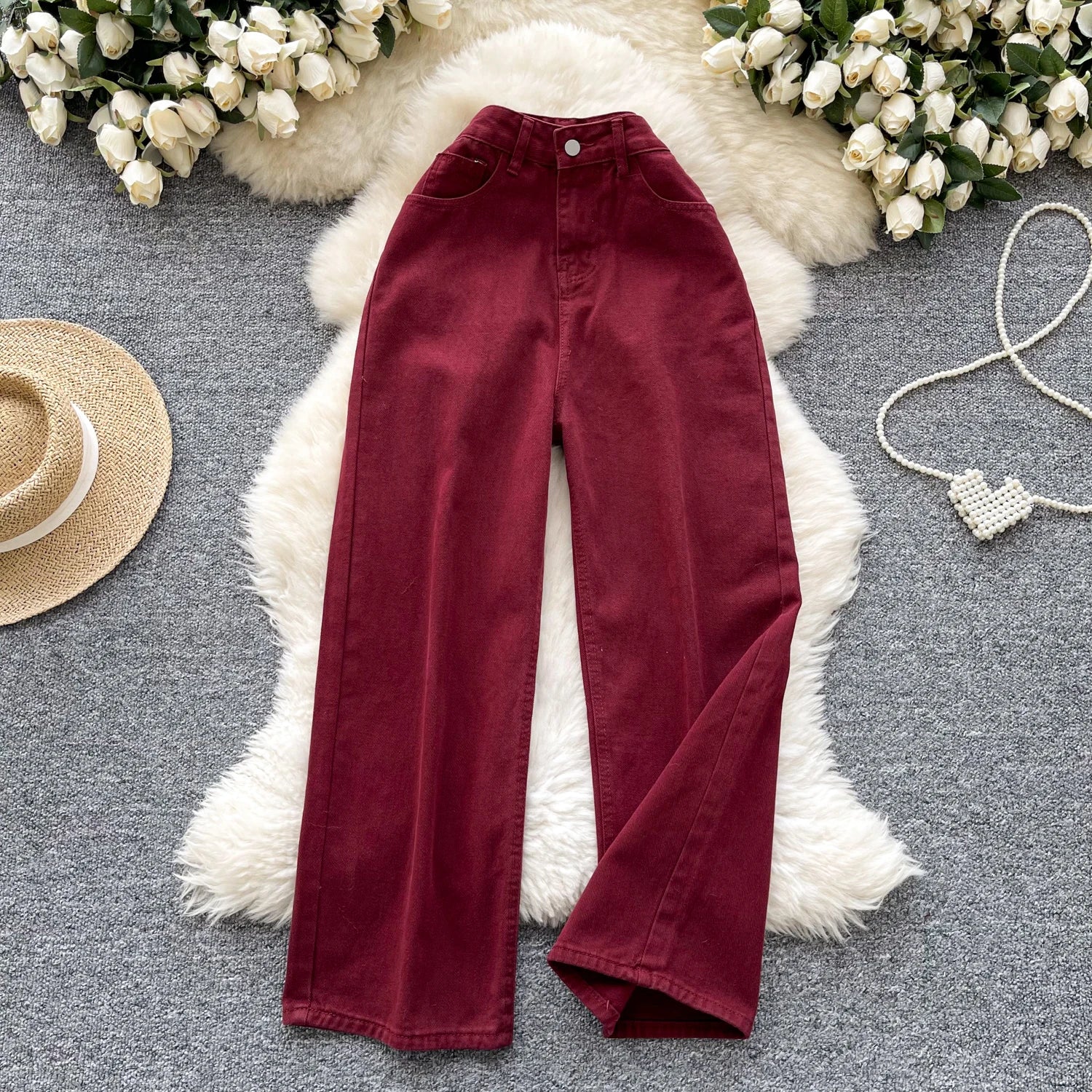 Everyday Jeans Women'S Casual Loose Wide Leg Trousers Vintage Retro Straight Denim Pants Fashion Jeans