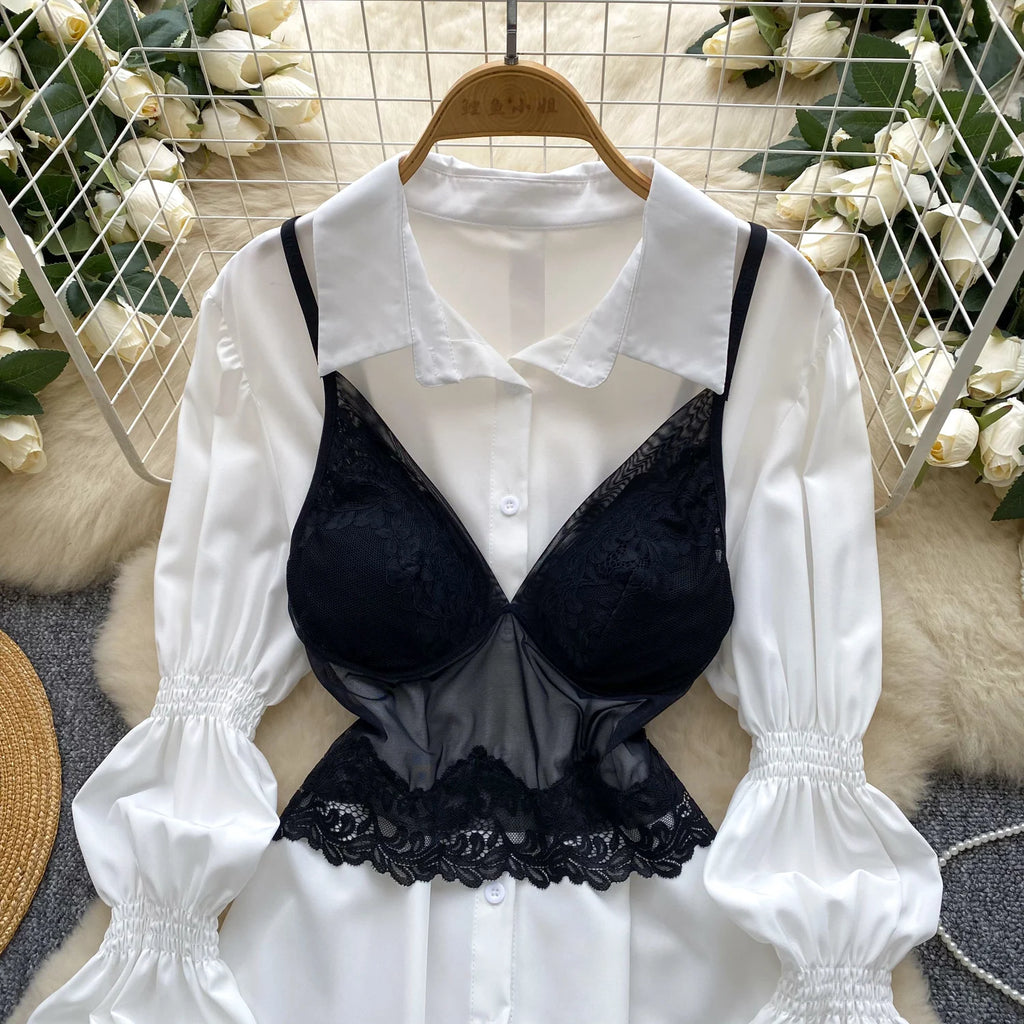 Roman 2 Piece Set For Women Puff Sleeve Top And Lace Set Ropa Wholesale