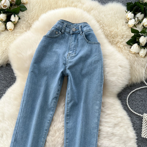 Autumn Vintage Jeans Women Print High Waist Denim Pants Girls Outdoor Pants Wholesale