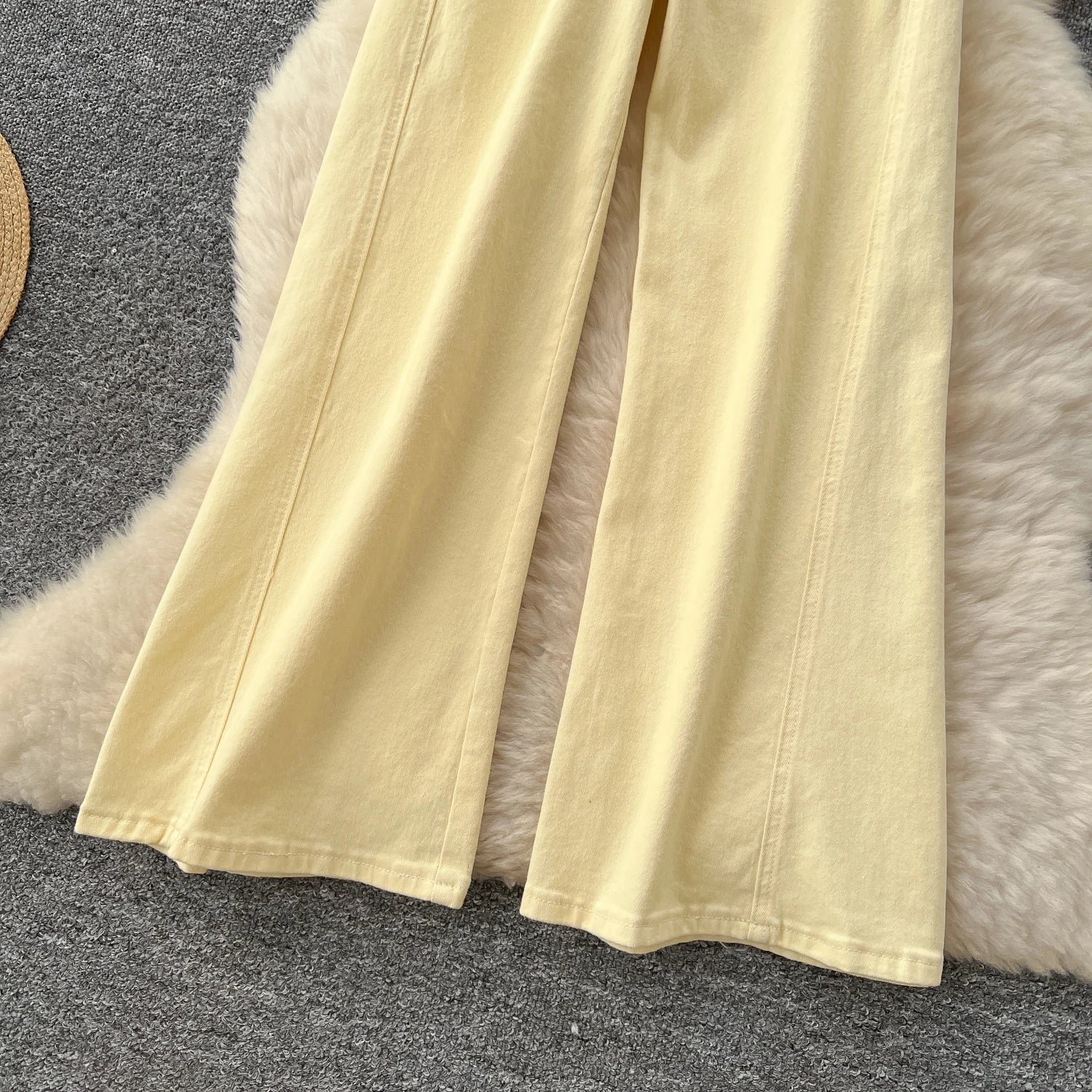 Weekend Skinny High Waist Denim Trousers Straight Cut Streetwear Pants Button Woven