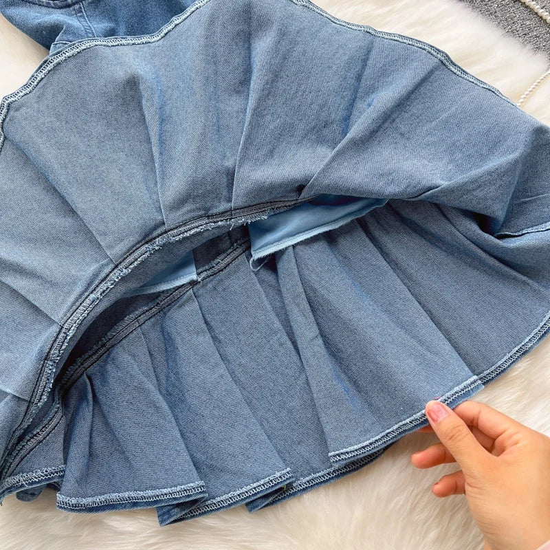 Hottie Strapless Wearing Summer New Slim-Fit Denim A-Line Dress