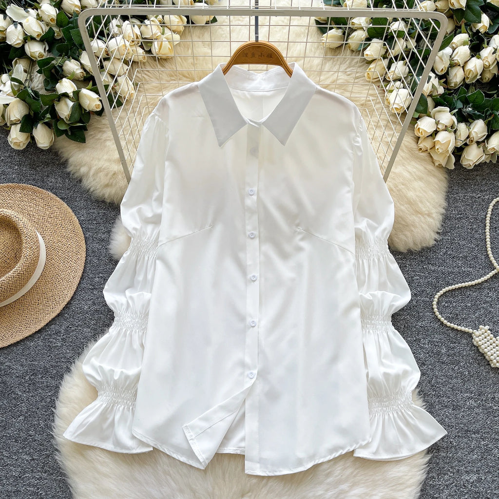 Fall Korean 2 Piece Set for Women Puff Sleeve Crop Top And Knitted Suit Clothing Wholesale