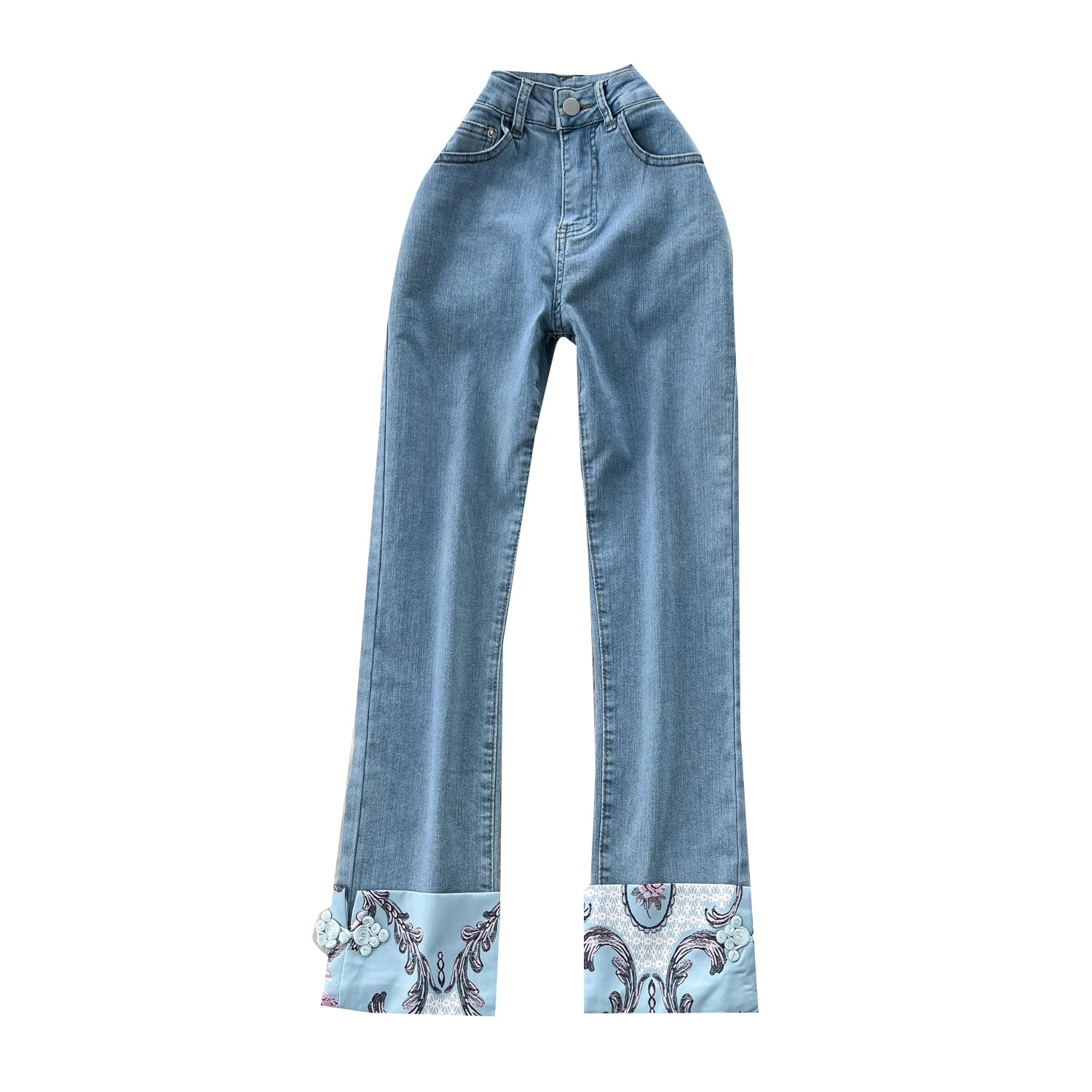Autumn Vintage Jeans Women Print High Waist Denim Pants Girls Outdoor Pants Wholesale