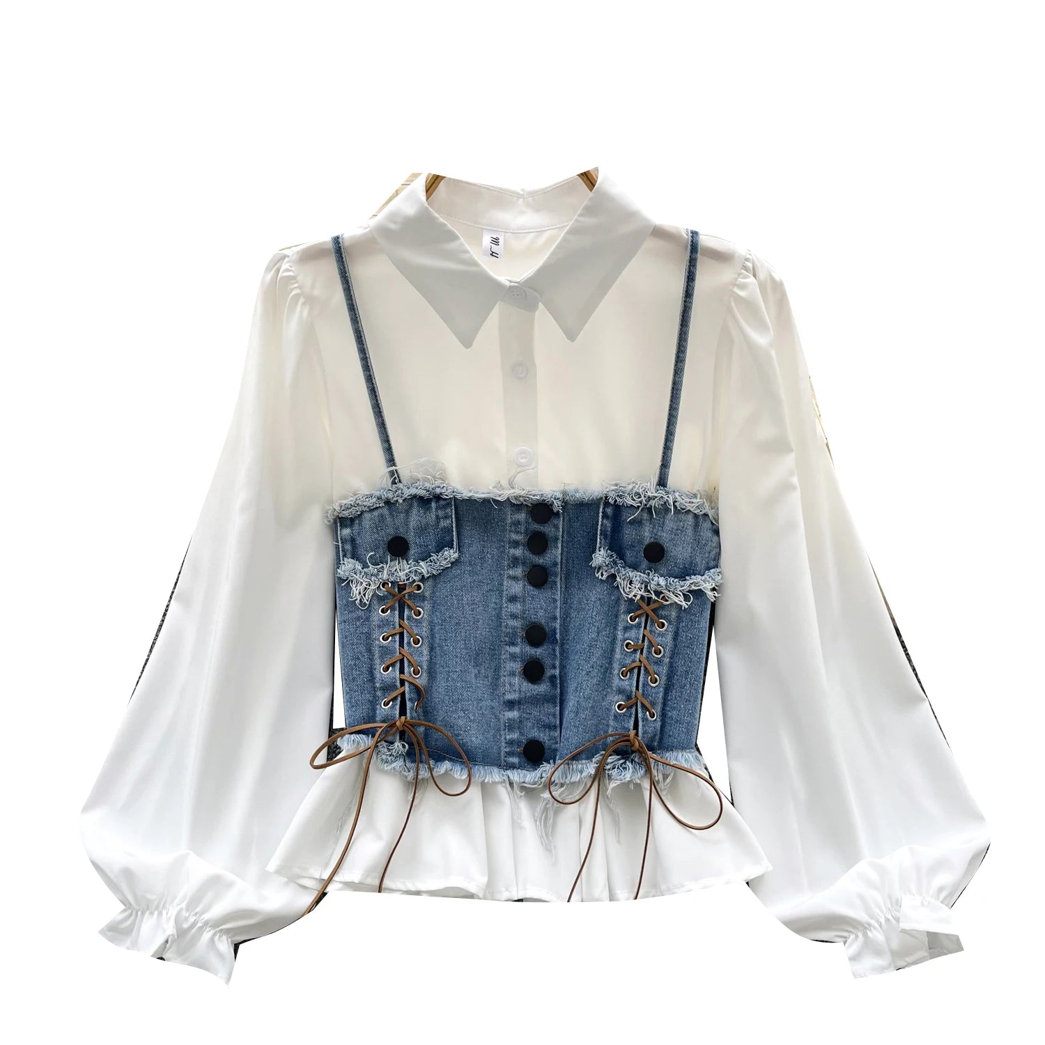 Vintage 2 Piece Set For Women Tunic Bandage Top And Denim Set Clothing Wholesale