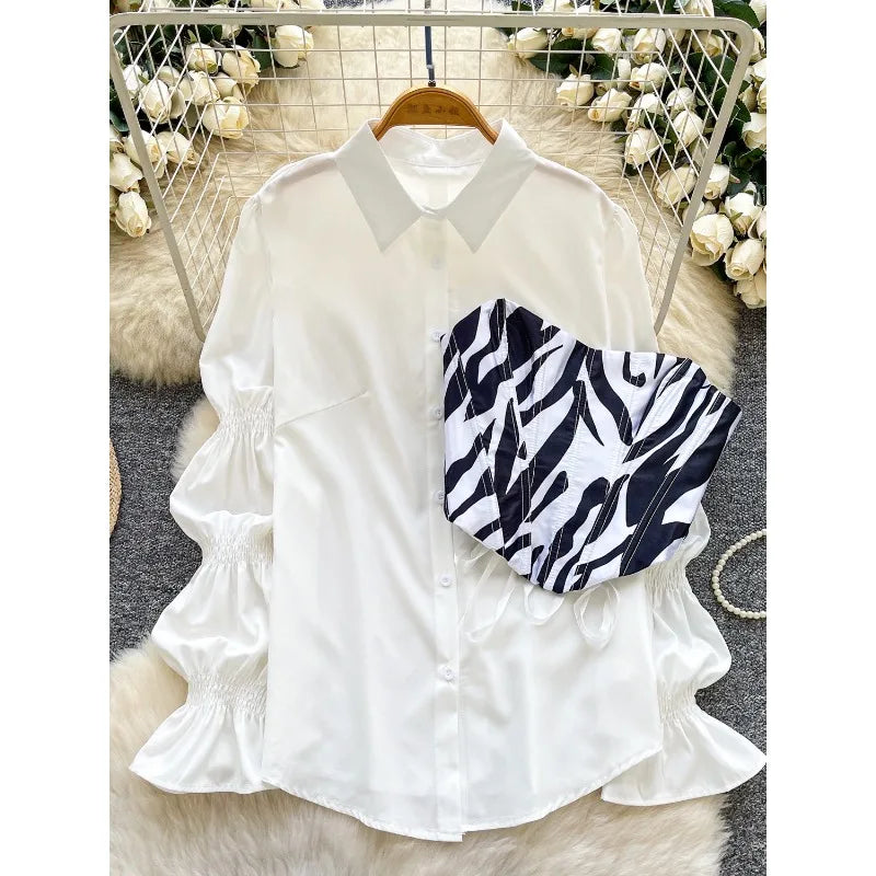 Wholesale Spring 2026 New Fashion Elegant Temperament French Retro Sweet Solid Color Shirt Waist Ladies Suit