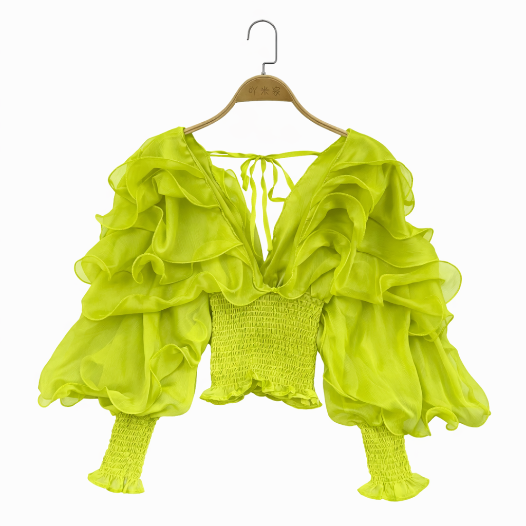 Pregnancy Ruffles Sleeve Shirts For Maternity Photography Prop V Neck Long Sleeve Chiffon Tops For Pregnant Woman Photo Shooting