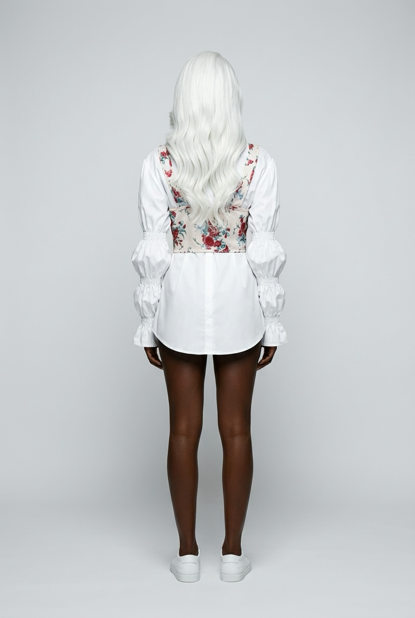 Vintage Shirt Sets Women Lapel Puff Sleeves Loose Top+Lace Up Print Camis Fashion Vacation Retro Blouse