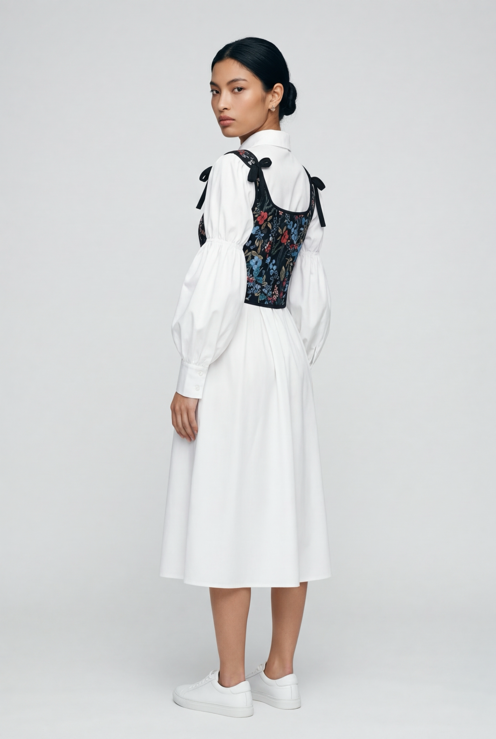 Women's Lantern Sve irt And Belted Vest Two-Piece Set Slimming