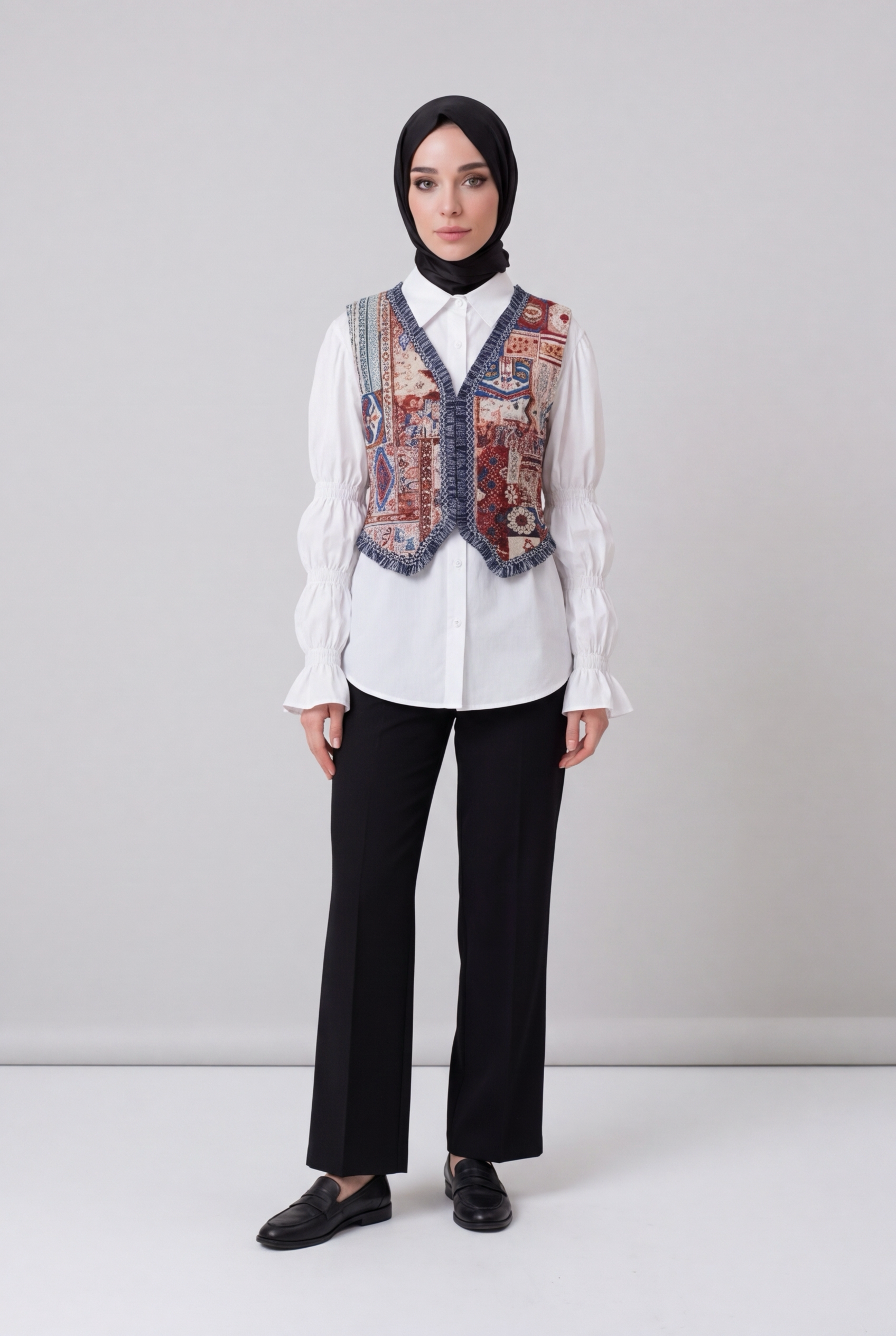 Vintage Elegant puff sleeve long sleeve Top