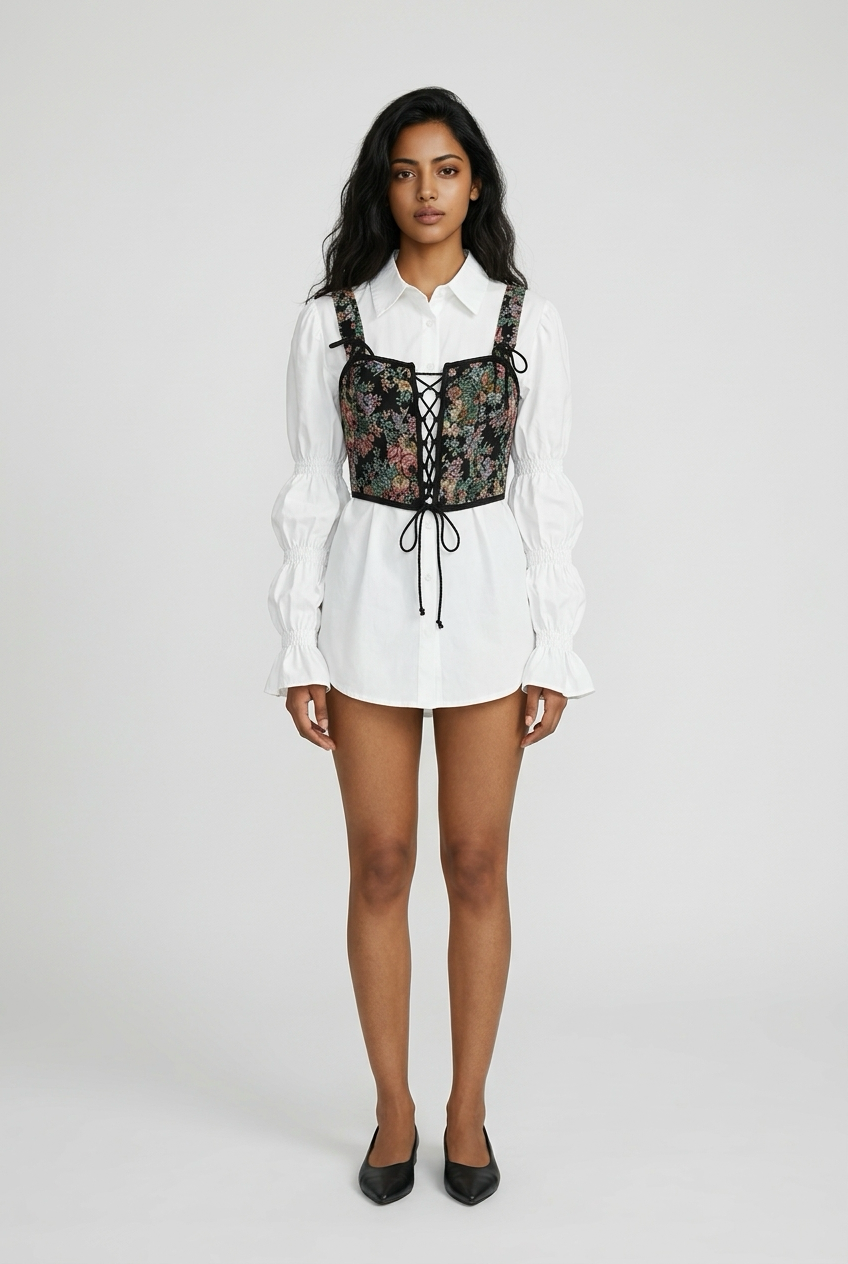 Loose Bubble Sve White Irrt Tank Top Set, Commute, Pure Colour