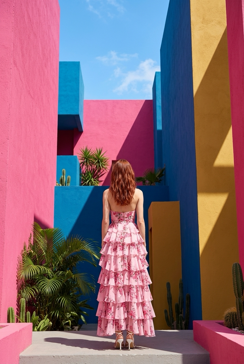 A stylish two-piece women’s swimsuit with push-up straps and a halter design