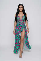 A sexy two-piece swimsuit with a cover-up, featuring a push-up design and slim-fitting bodysuit