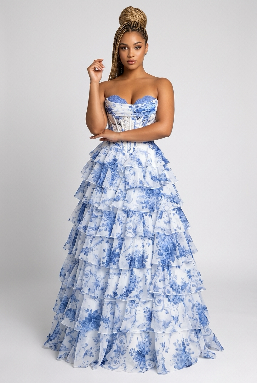 A Line Floral Prom Vestidos De Novia Pleated Elegant Prom Dress Floor Length Party Dress for Women