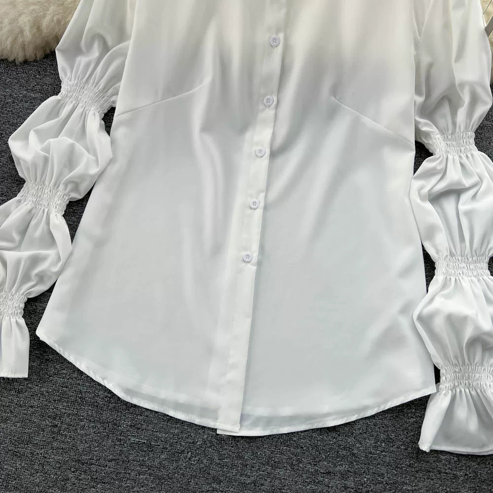 Fall Women's Elegant Sets Puff Sleeve Tube Top And Shirt Dress Set Ropa Wholesale