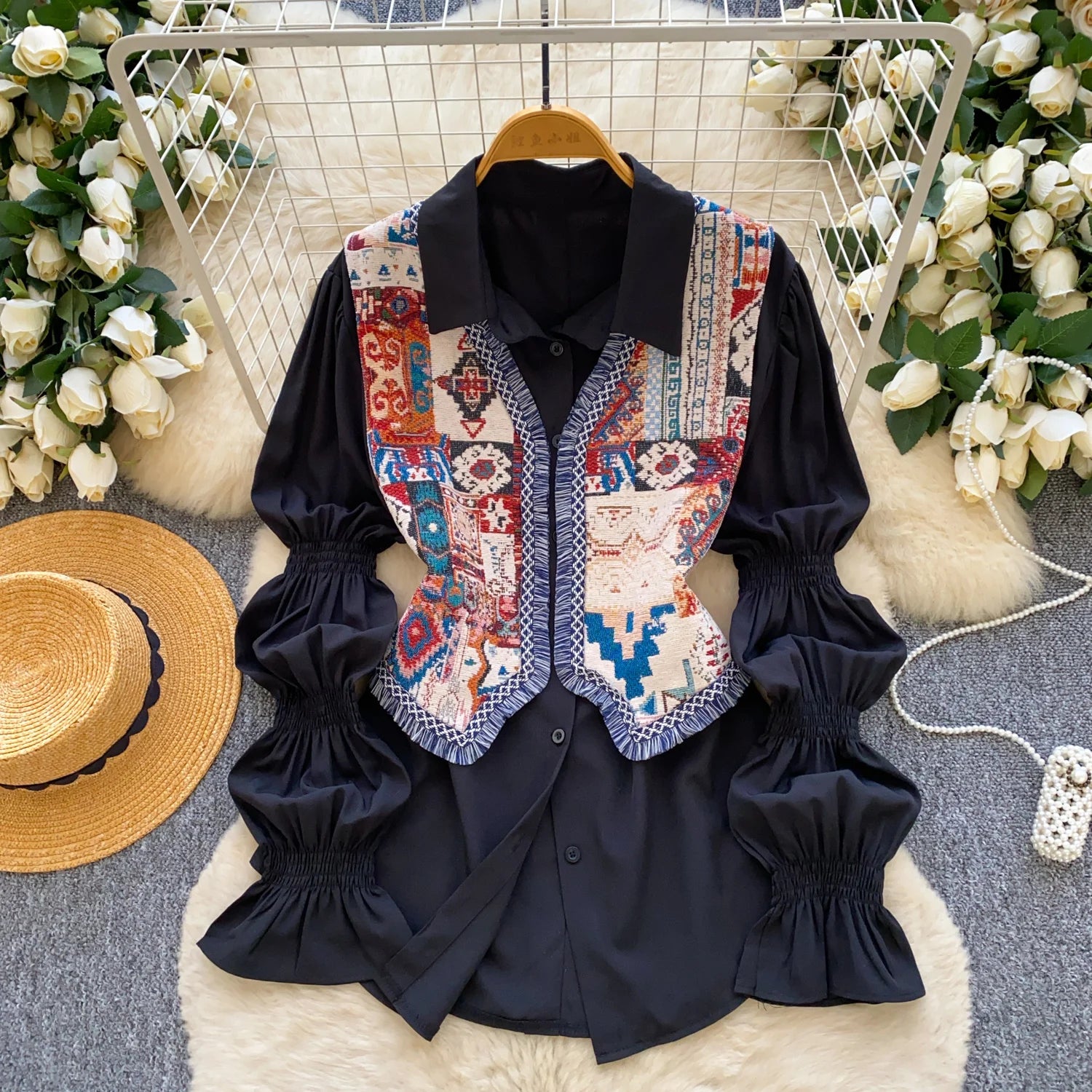 Vintage Elegant puff sleeve long sleeve Top Korean Streetwear High Street Autumn Basics T-Shirts