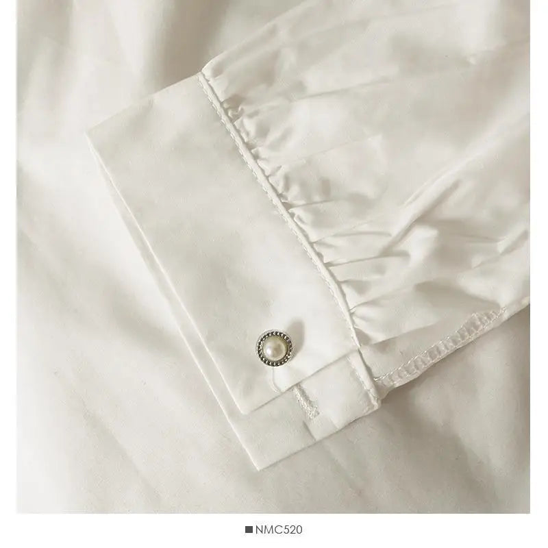 Retro Korean Style Patchwork Wide Stripe Woolen Fabric Fake Two-Piece Long Sleeve Shirt High Waist Belted Slim Fit Polo Collar