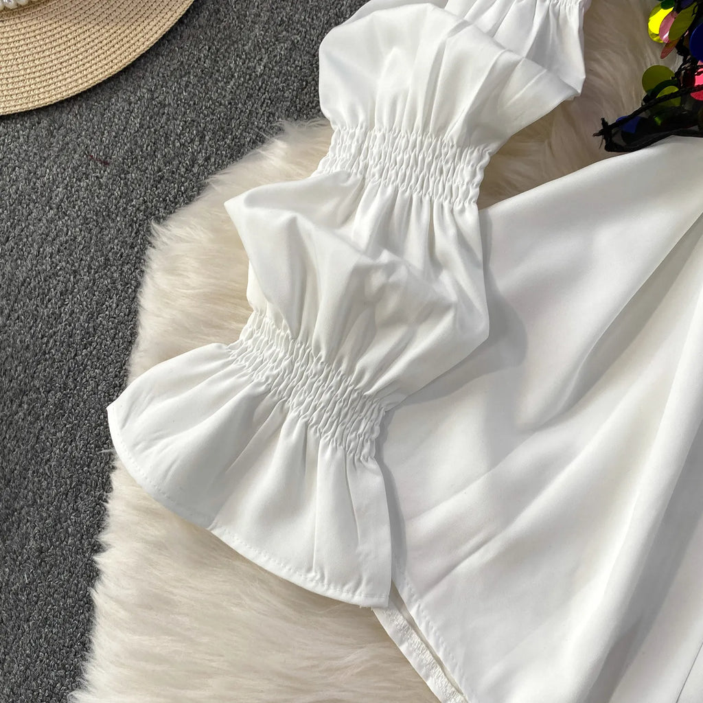 2 Piece Sets 2026 Women's Clothing Heavy Sequin Sking Vest Lantern Sleeve White Blouses Outfits Roupas Femme Chic Korean Suit