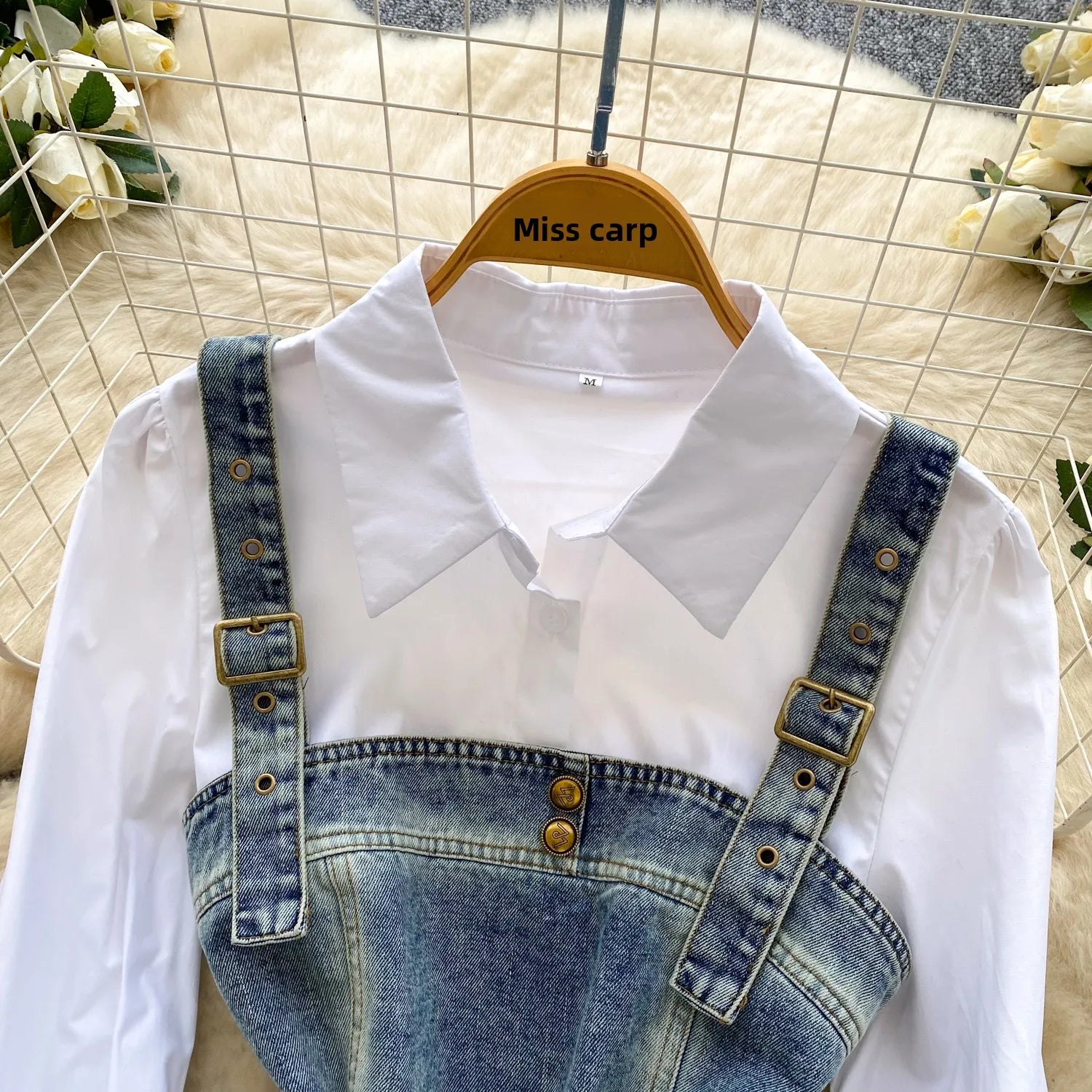 Spring Autumn Commute Sle Women's Faion Slimming Two-Piece Set High Waist Denim Belted Top Bot Ensemble Office Ready