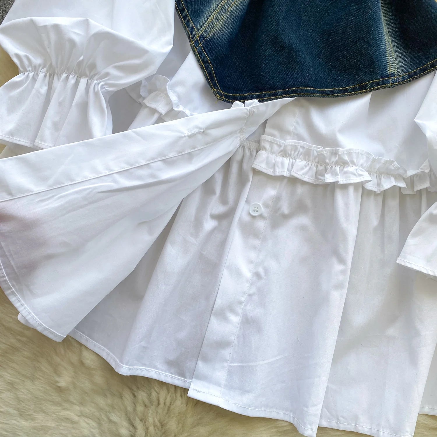 Spring Autumn Commute Sle Women's Faion Slimming Two-Piece Set High Waist Denim Belted Top Bot Ensemble Office Ready