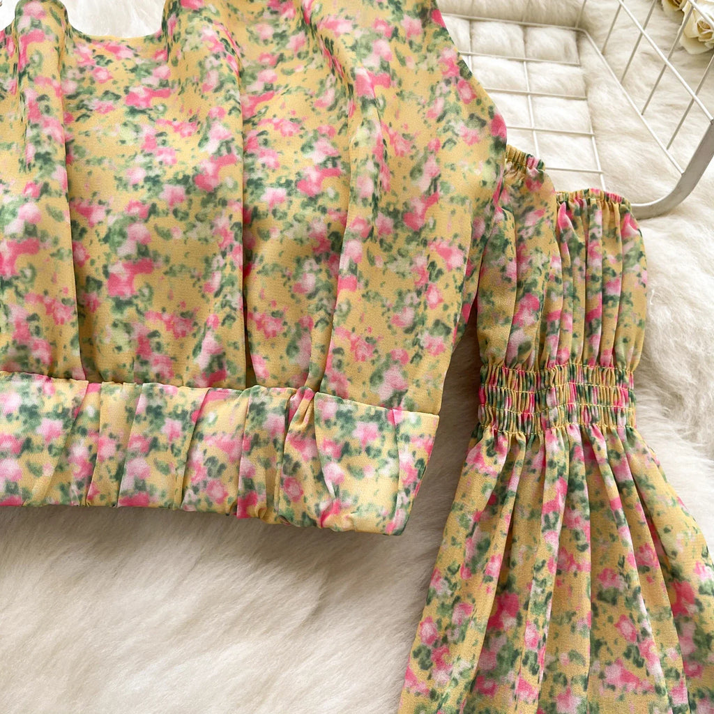 Women’s chiffon tie chain hollow out print bodycon sheer tops, female shirring tees, tops, summer. - MODE SEPHRA