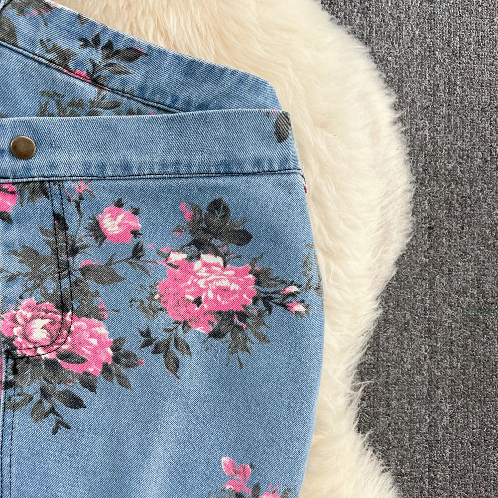 Women 2 Piece Set Denim Fashion Female Hot Girl Chic Sexy Sling Top High Waist Irregular Split Skirt Summer Lady Suit