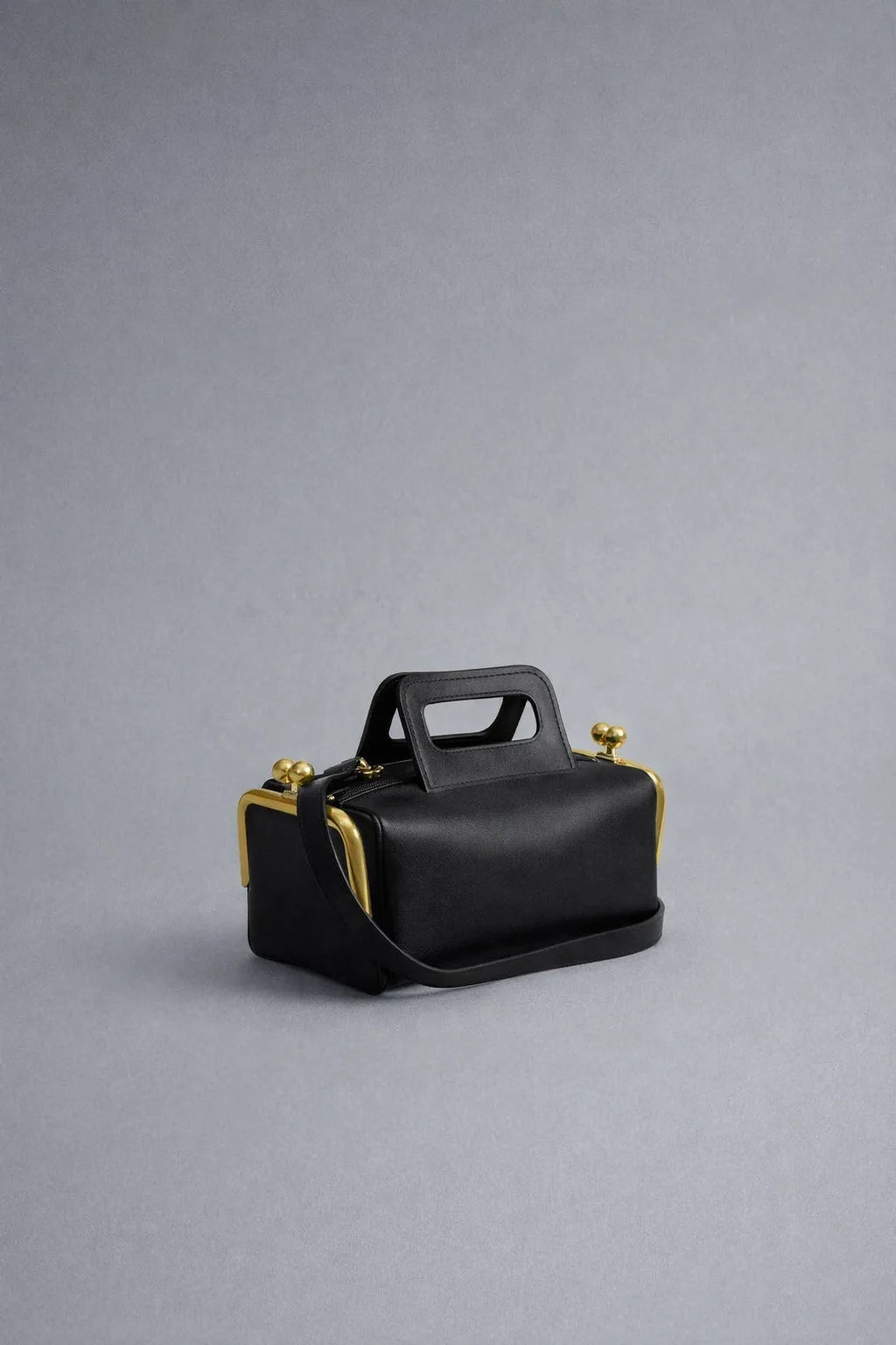 A luxurious designer bag for women with a two-sided clamp frame and a kiss lock.