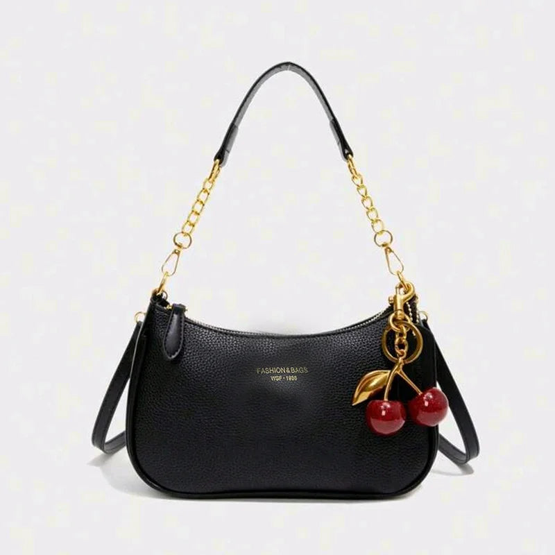 A stylish shoulder bag for women, featuring a soft lychee pattern and a casual design.