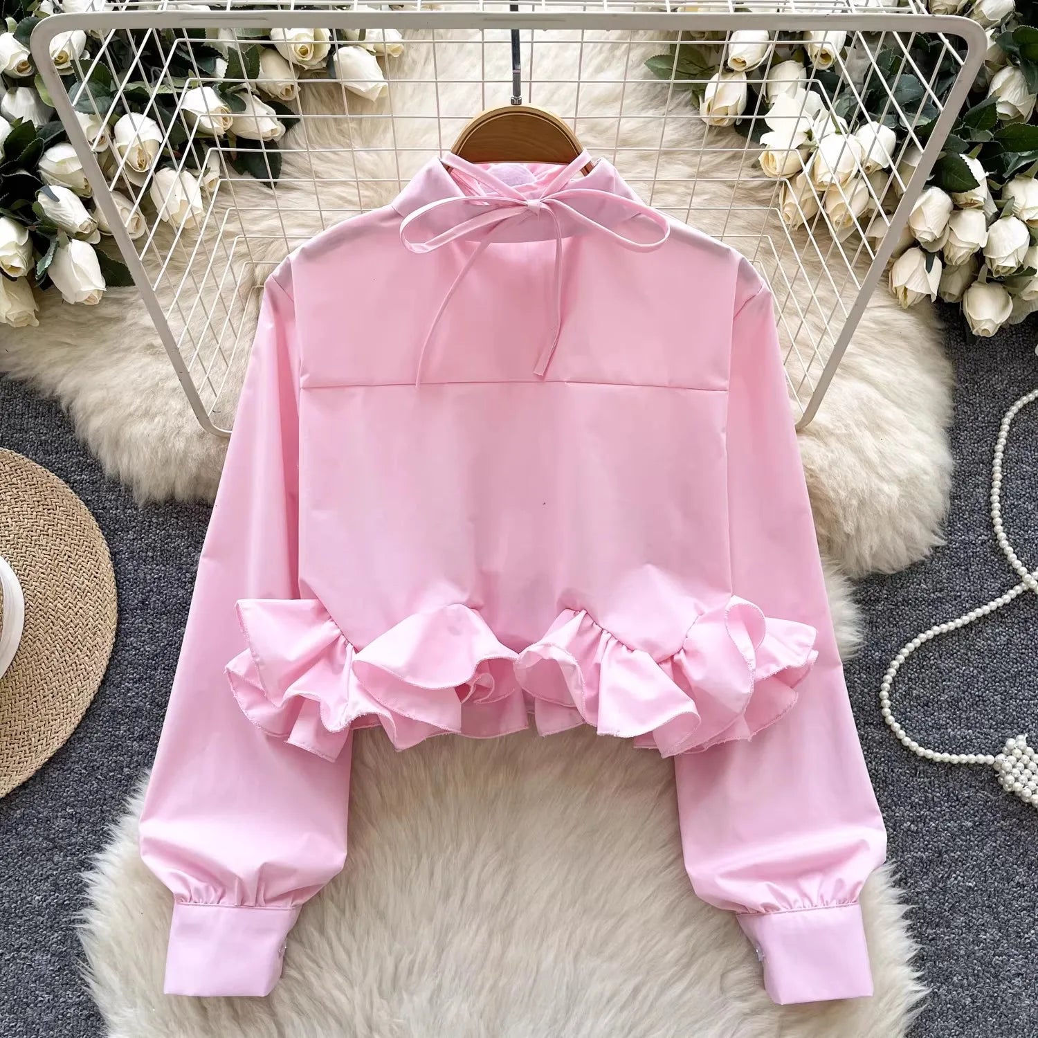Sweet 3d Ruffles Blusas Mujer Turn Down Collar Shirts & Blouses Full Sleeve Camisas 2026 Spring New Women Clothing Chic Ropa