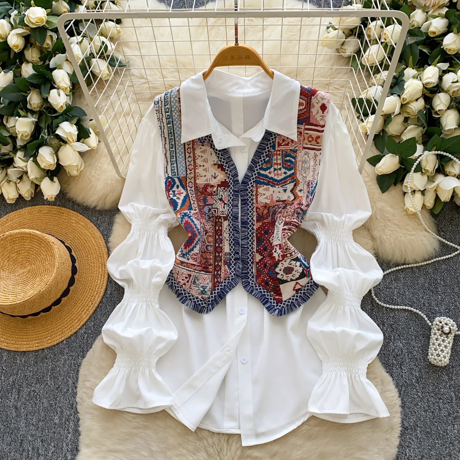 Vintage Elegant puff sleeve long sleeve Top Korean Streetwear High Street Autumn Basics T-Shirts