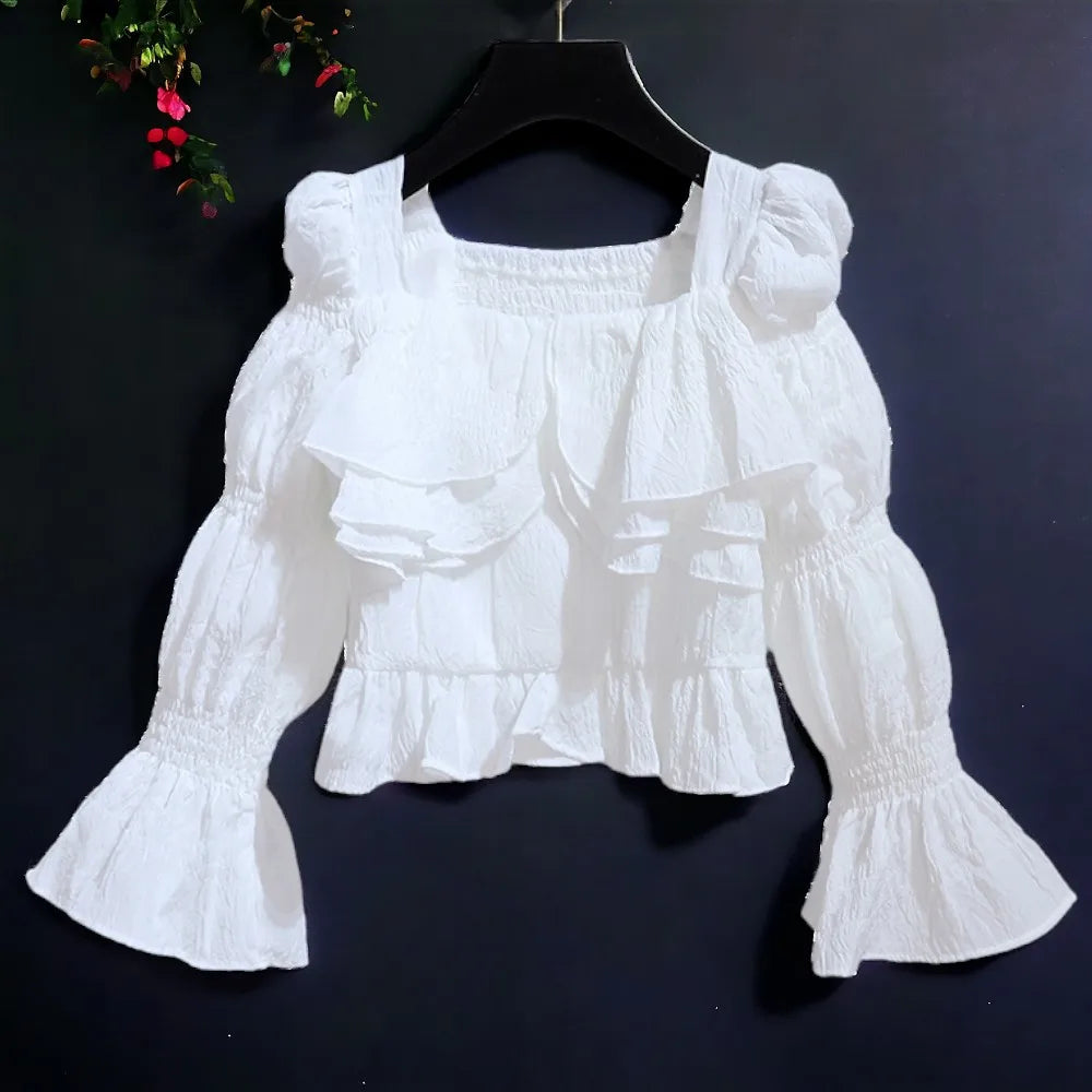 Baby Kids Outfits Ruffle Shirts for Girls Lolita School Blouses Long sleeve Teenagers Autumn Children Clothes 5 7 9 11 13 Years