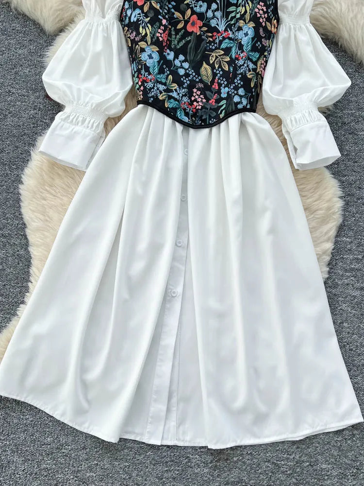 Women's Lantern Sve irt And Belted Vest Two-Piece Set Slimming Faion Autumn Wear Casual Commute Sle High Waist