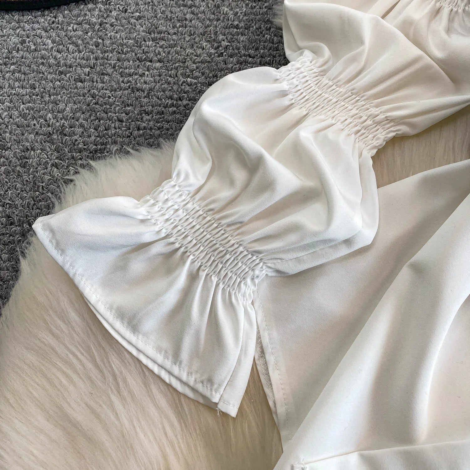 Retro Lace Patchwork Bell Sve irt Set Sweet Sle Slimming Waist Design Strap Top Versatile Long Sve Printed Casual Wear