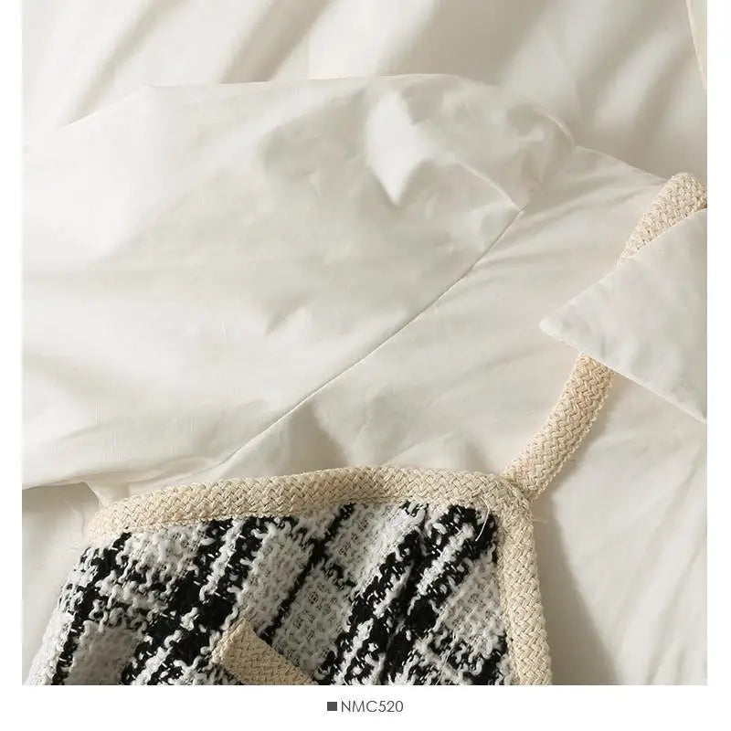 Retro Korean Style Patchwork Wide Stripe Woolen Fabric Fake Two-Piece Long Sleeve Shirt High Waist Belted Slim Fit Polo Collar