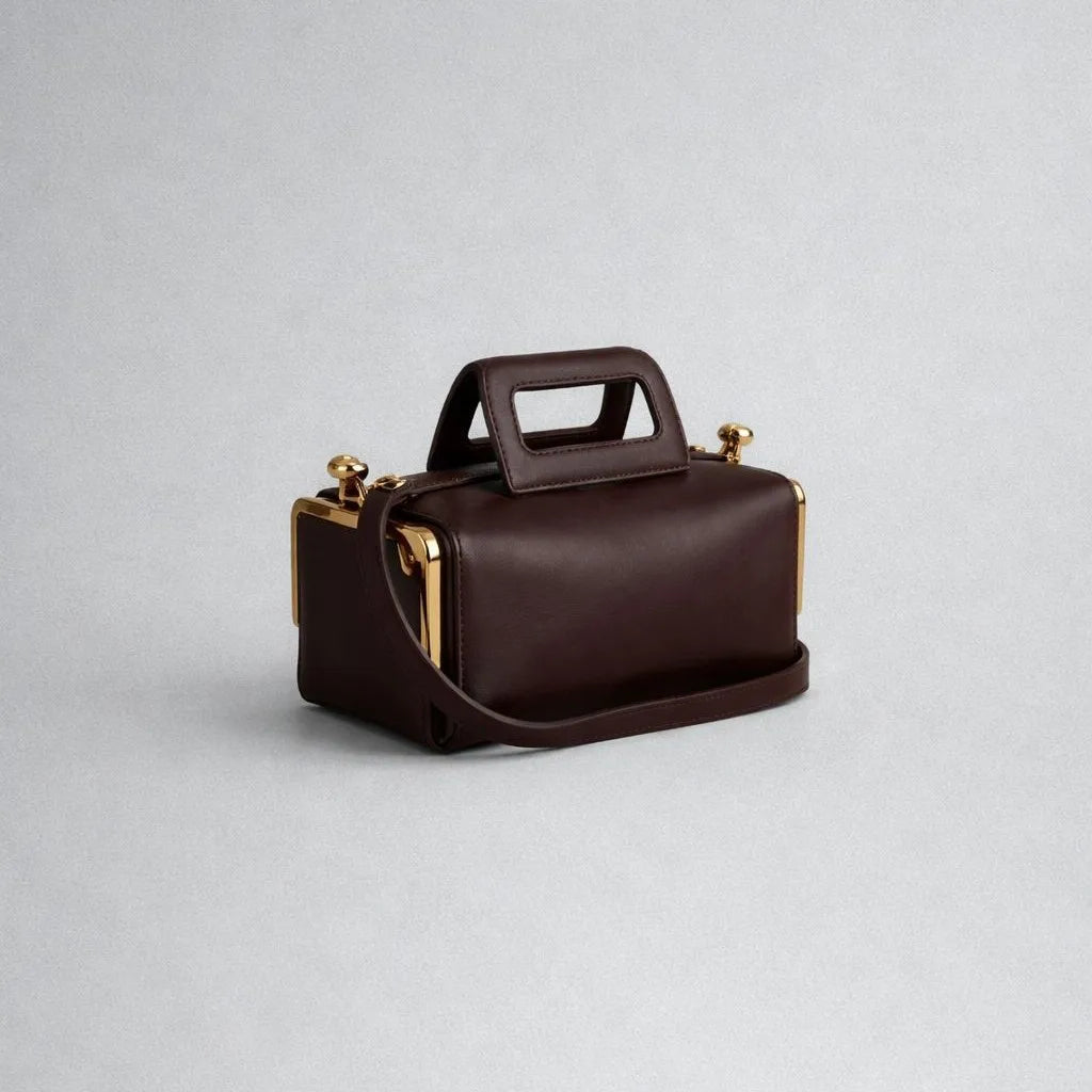 A luxurious designer bag for women with a two-sided clamp frame and a kiss lock.