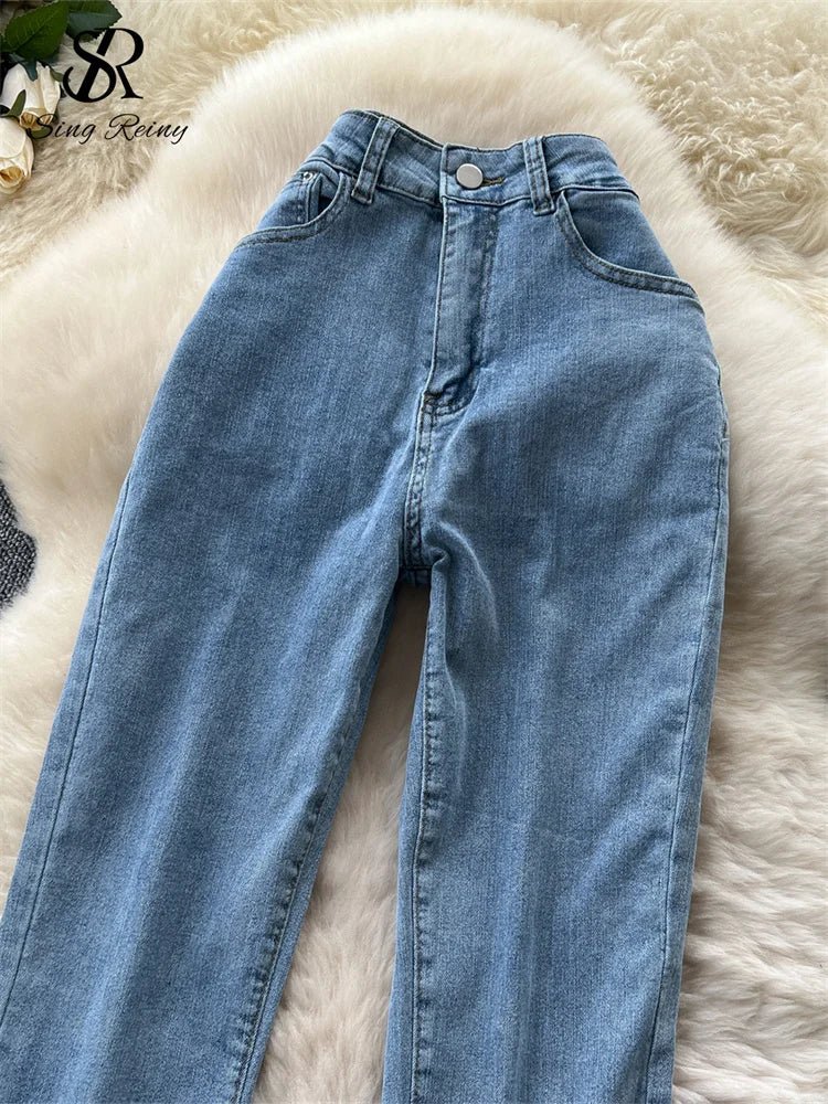 Vintage Hotsweet Denim Pants for women feature a high waist, zipper, diamonds splice, and jacquard design.