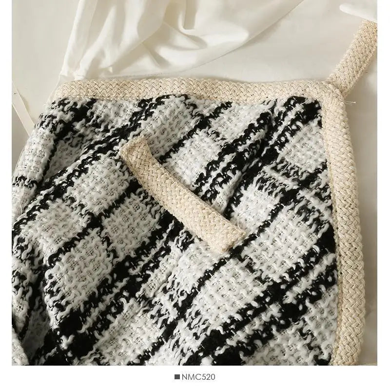 Retro Korean Style Patchwork Wide Stripe Woolen Fabric Fake Two-Piece Long Sleeve Shirt High Waist Belted Slim Fit Polo Collar