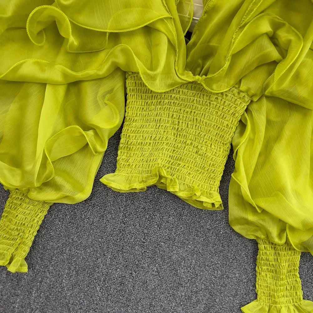 Pregnancy Ruffles Sleeve Shirts For Maternity Photography Prop V Neck Long Sleeve Chiffon Tops For Pregnant Woman Photo Shooting