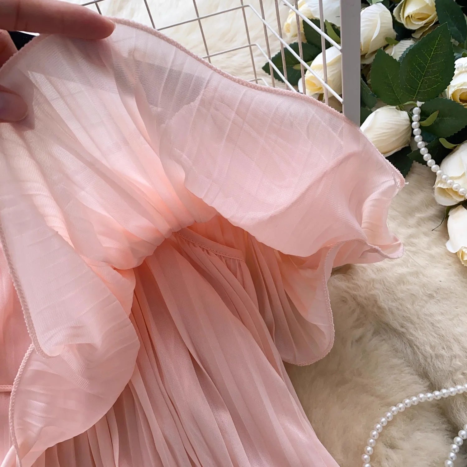 New Summer Sweet Chic Slash Neck Folded Ruffles Chiffon Shirt Women's Sexy Sleeveless Black White Short Blouses Pullover Tops